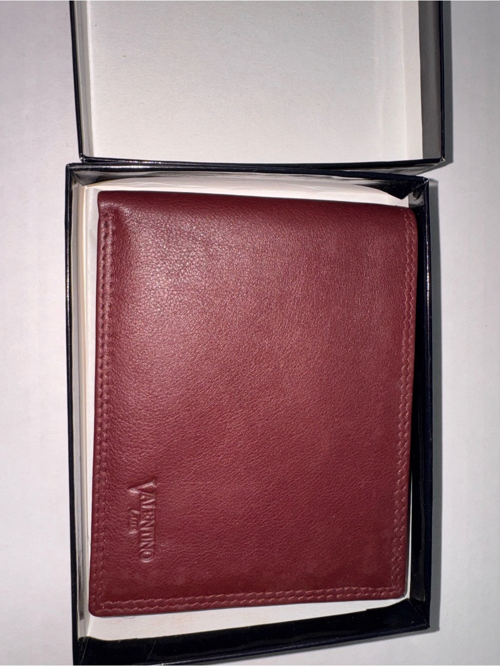 Valentino Men’s Burgundy Leather Wallet Italian
